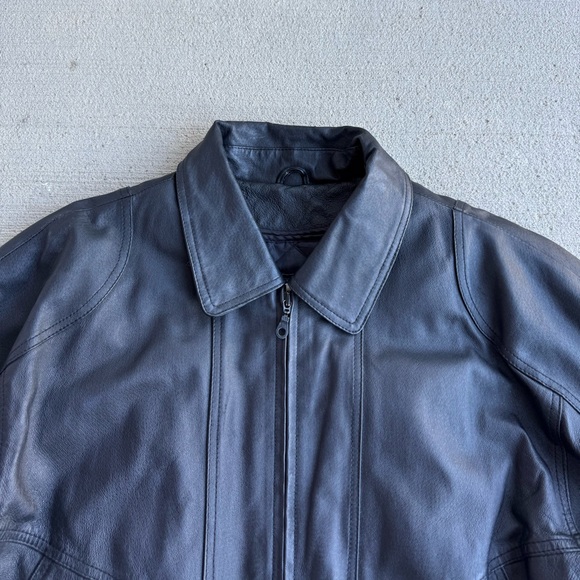 VTG 90's St. Johns Bay Black Genuine Leather Bomber Aviator Flight Jacket Coat M - Picture 5 of 13